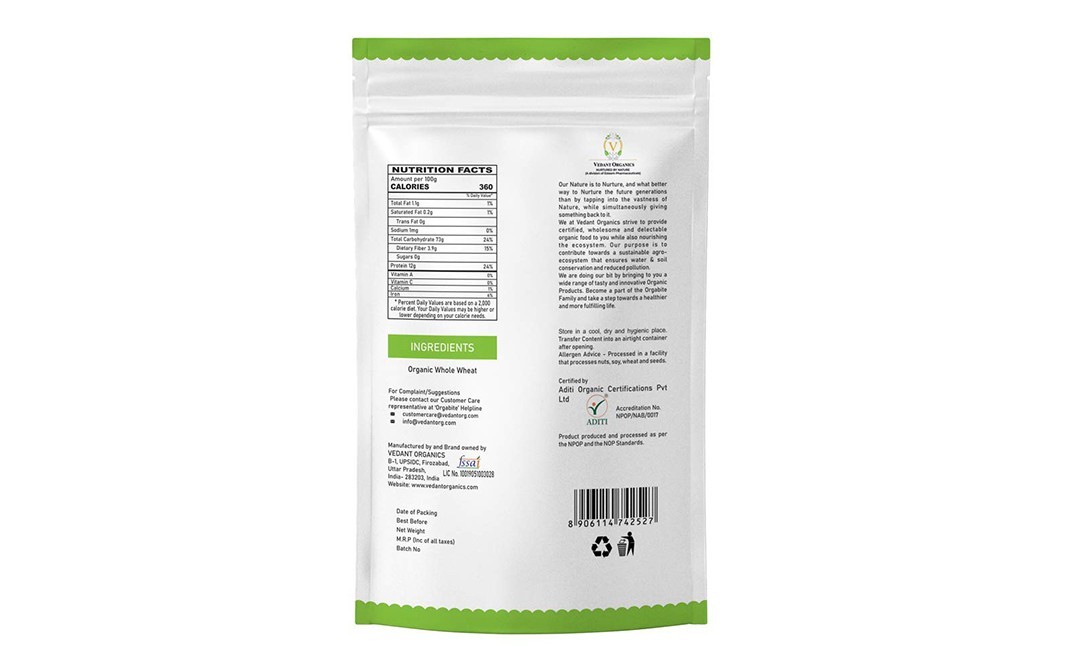 Orgabite Organic Suji (Semolina)    Pack  500 grams